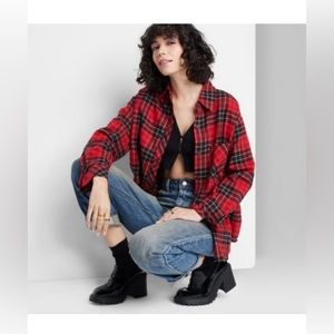 Women’s Long Sleeve Hi-Low Oversized Flannel